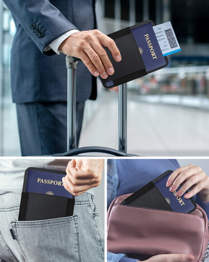 HiWe Passport Holder for Travel with Rechargeable Find My Tracker Built in