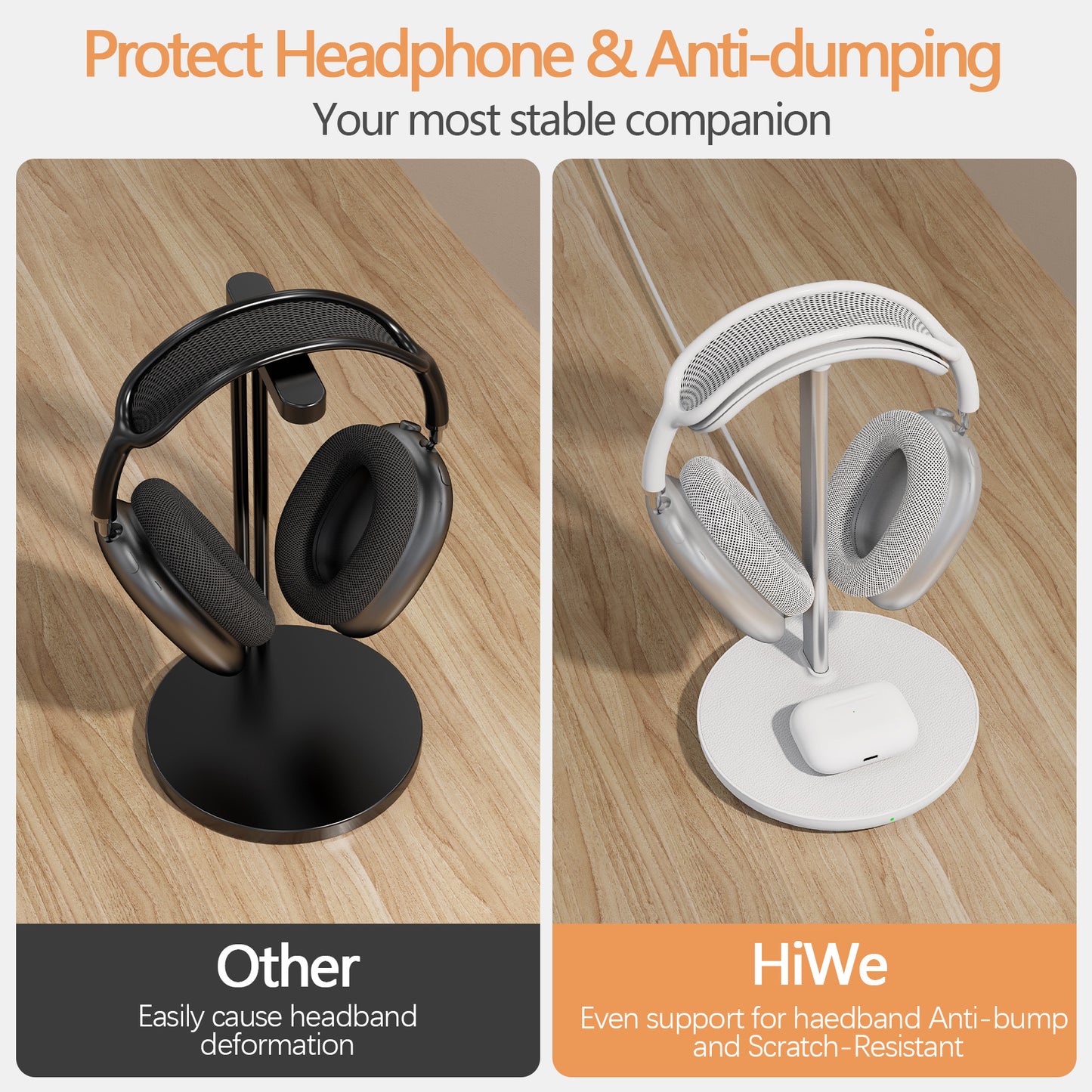 HIWE Headphone Stand with Wireless Charger