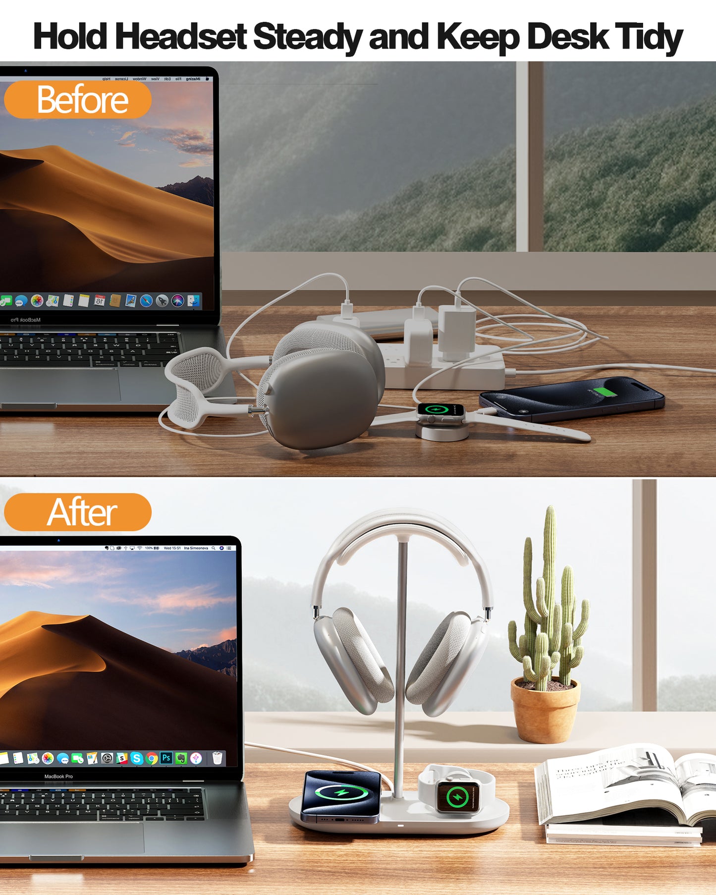 HiWe 3-in-1 Headphone Stand