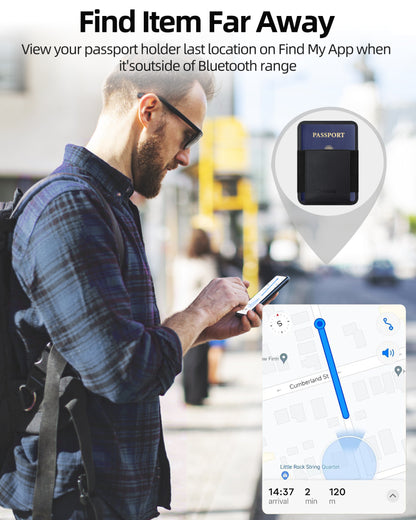HiWe Passport Holder for Travel with Rechargeable Find My Tracker Built in