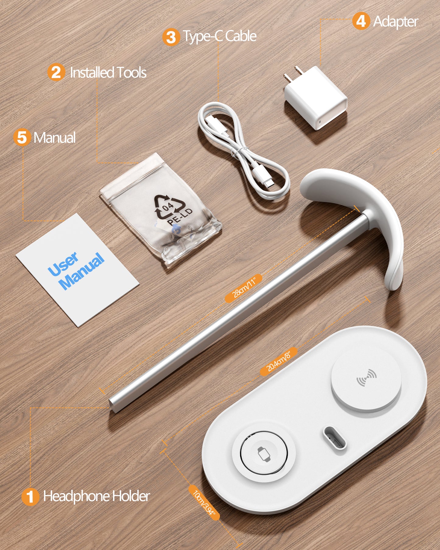 HiWe 3-in-1 Headphone Stand